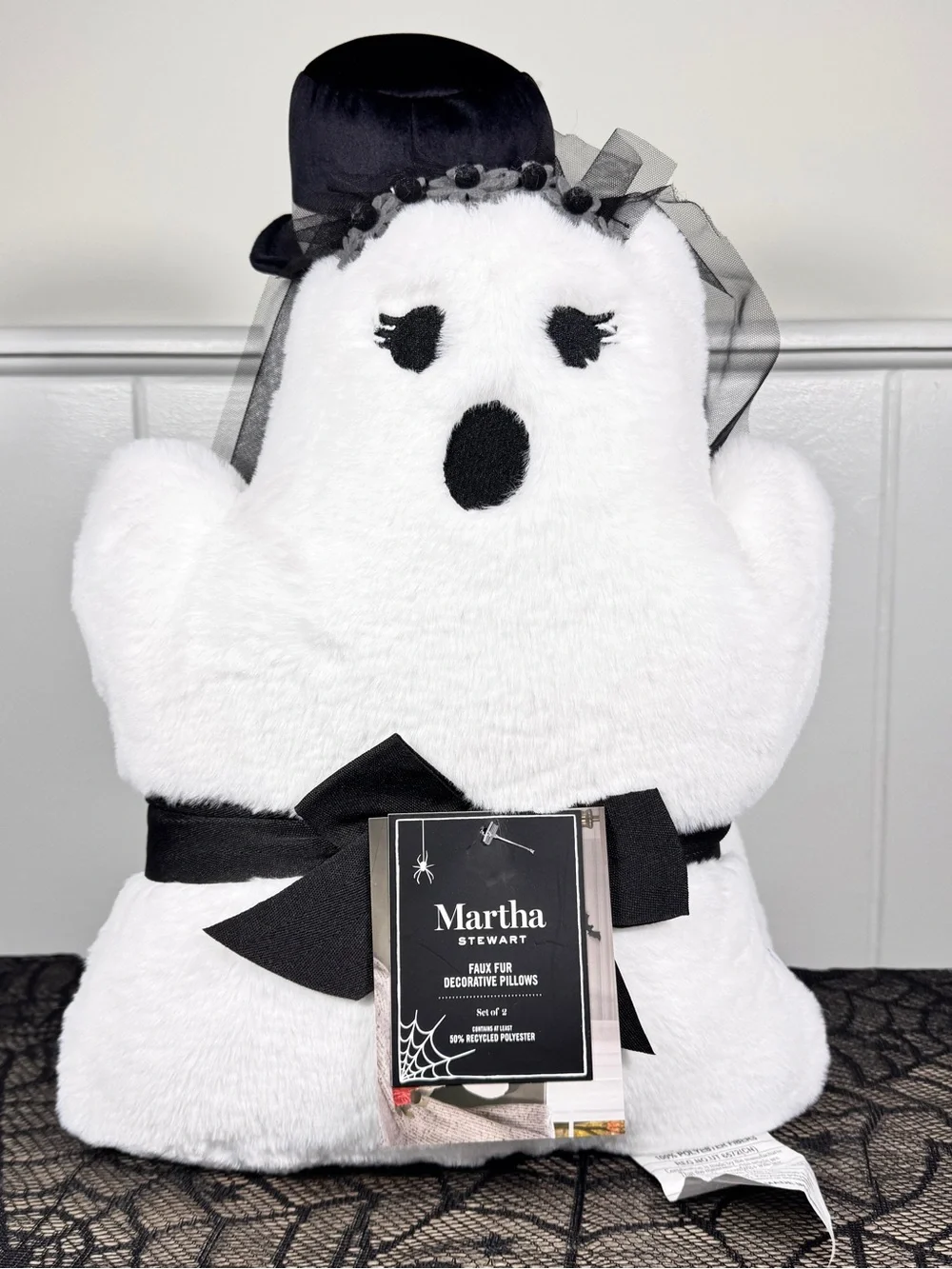 NEW Martha Stewart Bride and Groom Ghost Halloween Pillows